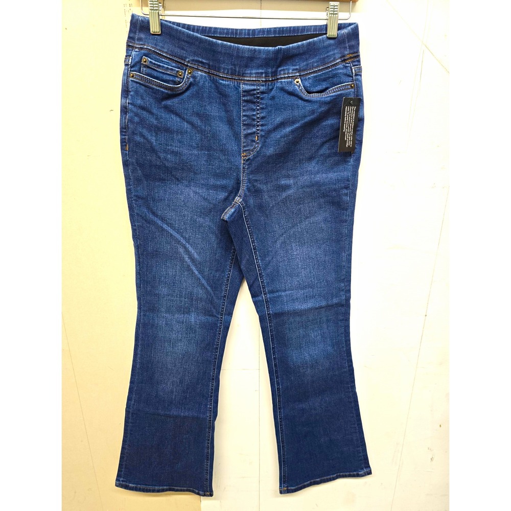 Denim & Co. Cozy Touch Pull-On Bootcut Jeans Blue Medium Wash Regular 6